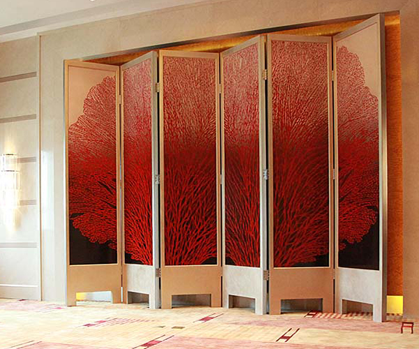 嘉峪关市酒店漆画屏风定制