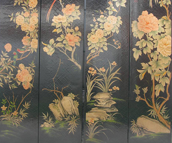 嘉峪关市酒店漆画屏风定制